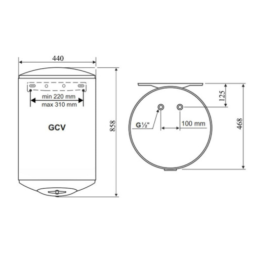 Водонагрівач Tesy Anticalc GCV 80 л. сухий ТЕН 2х1,2 кВт, GCV804424DB14TBR